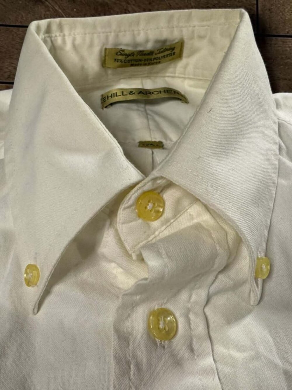 Vintage Hill & Archer Oxford Shirt Mens 16 32/33 White Button Down Single Needle
